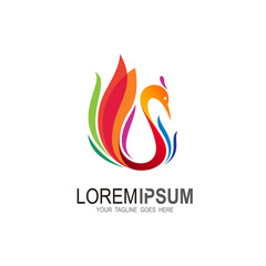 Phoenix logo and wings that expand with a simple look, Fire icon the logo is ready for use