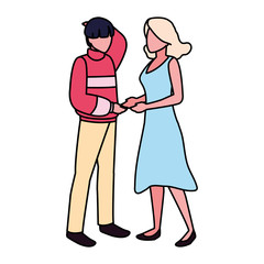 couple of people standing on white background