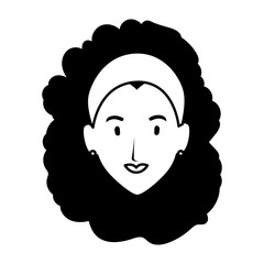 head of woman smiling on white background