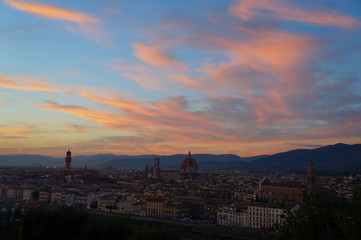 Fototapeta na wymiar the sunset of Michelangelo square in florence