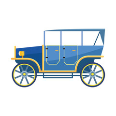 blue vintage car icon, flat design