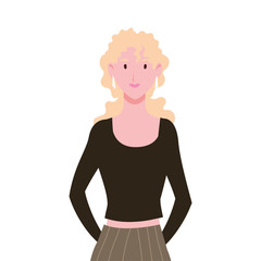 young woman on white background