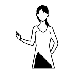 woman faceless standing on white background