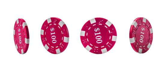 Casino chips, isolated on white background