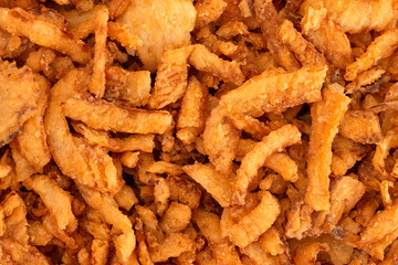 Background of Fried Onions for Green Bean Casserole or Salad Garnish