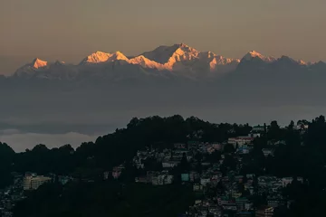 Crédence de cuisine en verre imprimé Kangchenjunga lever de soleil sur kangchenjunga à darjeeling