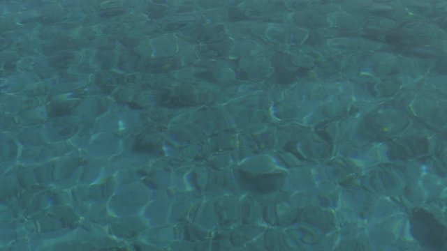 Close up shot of water surface texure. Blue clear sea, looks like a swimming pool. Fantastic texture, summer background, 3D simulation animation.
