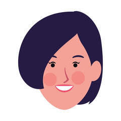 cartoon woman face with short hair icon