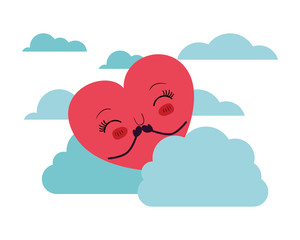 Happy valentines heart cartoon vector design