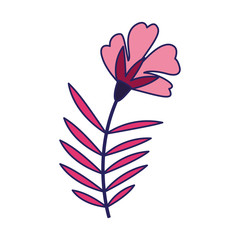 pink flower with leaves icon