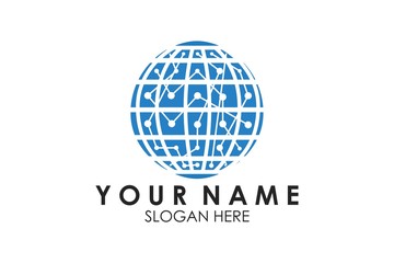 Globe logo design symbol inspiration vector template