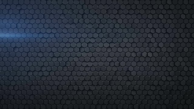 Black hexagon pattern. Modern 3D render smooth animation. Seamless loop abstract background 4k UHD (3840x2160)