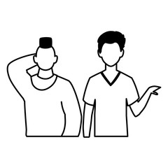 men faceless with different poses on white background