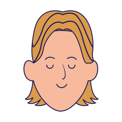 cartoon man face icon, flat design