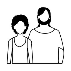 men faceless with different poses on white background