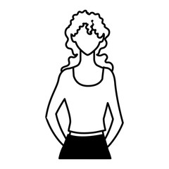 woman faceless standing on white background