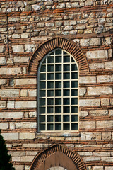 Window with arabic style. Brick wall.  Istanbul, Turkey