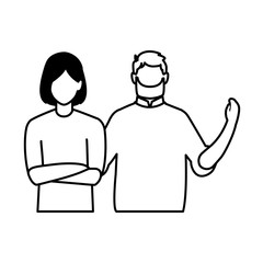 men faceless with different poses on white background