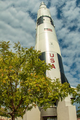 Static display of NASA Saturn V rocket in Huntsville Alabama