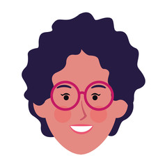 woman with curly hair and glasses icon