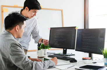 Cropped shot view Developing programming and coding technologies. Website design. Programmer...