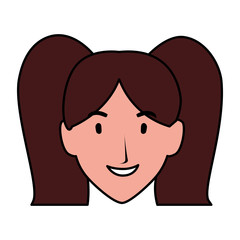 head of woman smiling on white background