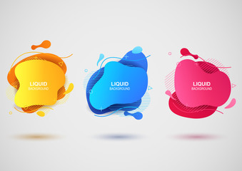 Set of modern abstract banners. Flat geometric shapes of different colors. Template ready for use in web or print design. Vector illustration