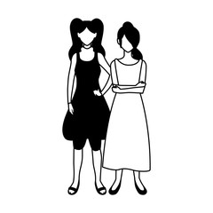 women faceless standing with different poses