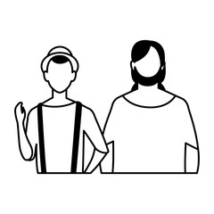 men faceless with different poses on white background