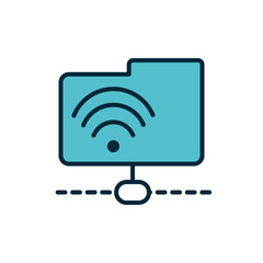 wifi folder file internet of things line and fill icon