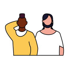 men faceless with different poses on white background