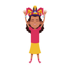 cartoon girl with jester hat icon, flat design