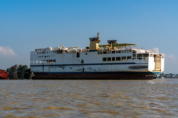Old Japanese ferry at Ship Breaking Yard in Chittagong, Bangladesh