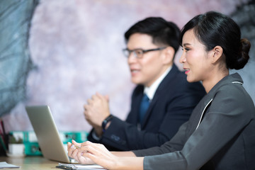 Obraz premium Successful job interview with boss and employee