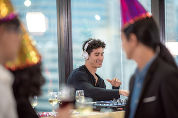 DJ playing music to celebrate the new year 2020.