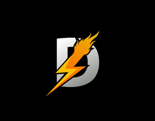 Fire Flash D Letter Logo Icon