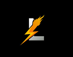 Fire Flash L Letter Logo Icon