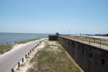 Obraz premium The fortress walls of Fort Gains in Dauphin Island, Alabama