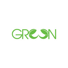 text green leaf logo vector