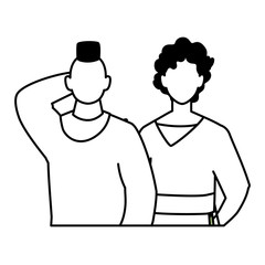 men faceless with different poses on white background