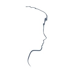 Face profile view. Elegant silhouette of a female head. Beautiful woman portrait. Thin line style