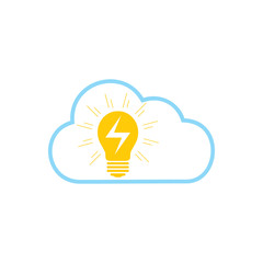 electric light bulb cloud symbol logo vector