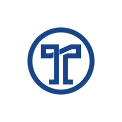 letter t overlapping line geometric circle logo vector
