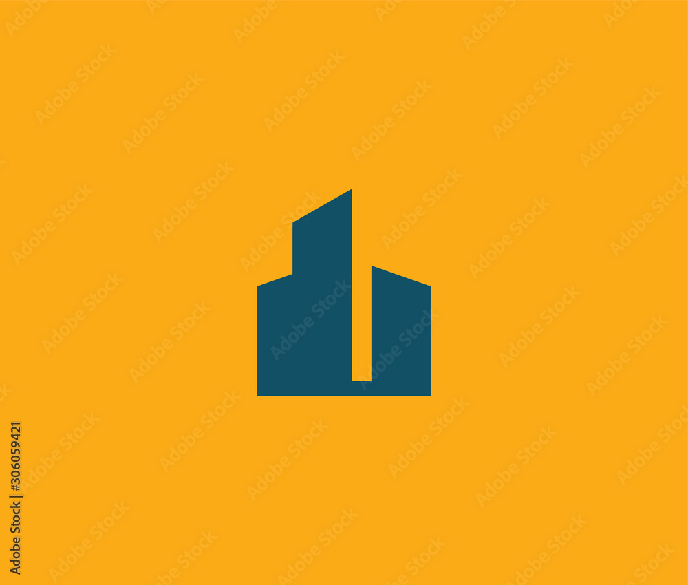 Poster building logo icon minimal emblem design template