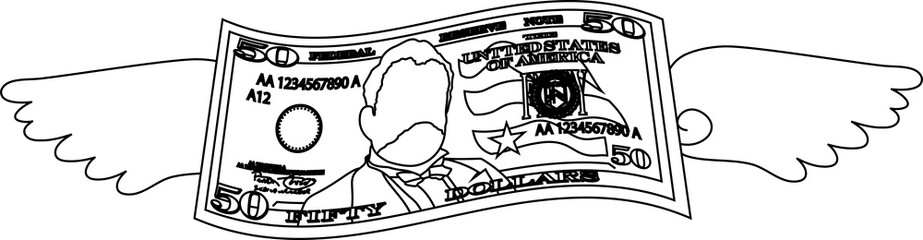 Feathered Deformed 50 dollars note outline