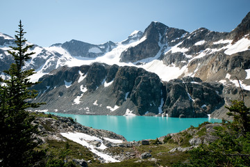 Naklejka na ściany i meble Turquoised-coloured wedgemount lake in Garibaldi provincial park