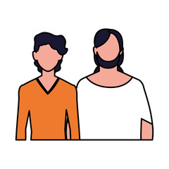 men faceless with different poses on white background