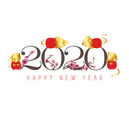Naklejka premium Happy chinese new year 2020