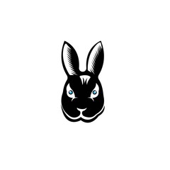 Rabbit silhouette logo, flat design. Vector Illustration