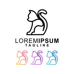 colorful cat logo design premium